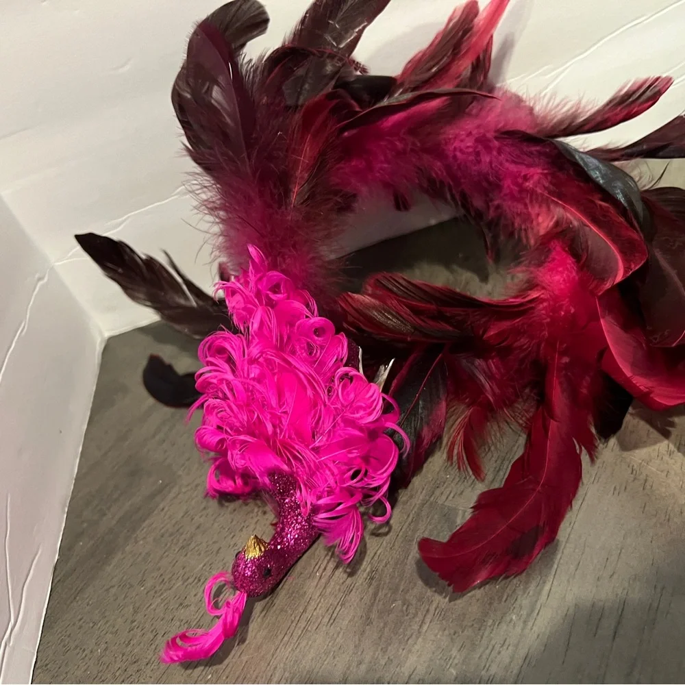 Pier 1 Pink and Red Phoenix Decor Feather Accent